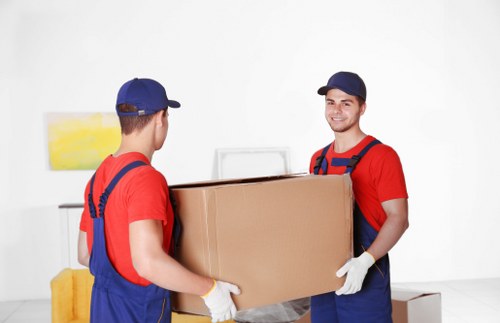 Packed moving boxes ready for removal services in Barnes