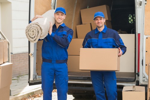 Local moving van for student removals in Barnes on a residential street
