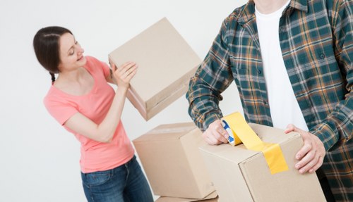 Fragile household items wrapped carefully for moving day in Barnes
