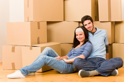 Local office removals in Barnes with desks, boxes, and equipment