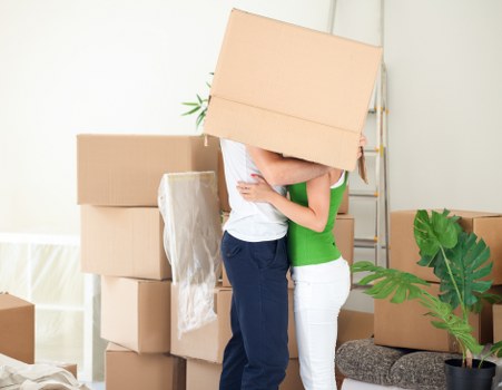 Packed household items ready for storage in Barnes