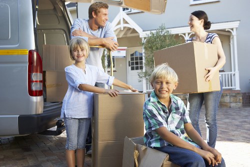 Organized moving truck with secured household items in Barnes